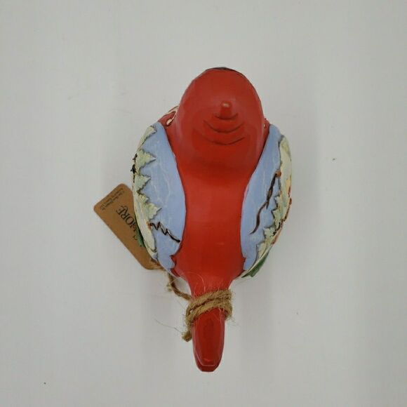 Jim Shore Cardinal Christmas Figure Winters Joy Rustic Folk Art Carved Red Bird - Picture 11 of 16